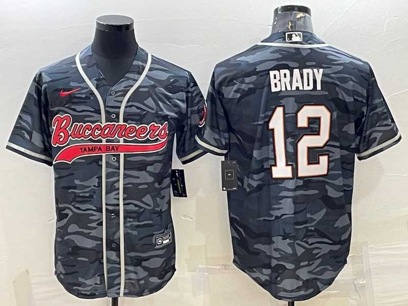 Men%27s Tampa Bay Buccaneers #12 Tom Brady Grey Camo With Patch Cool Base Stitched Baseball Jersey->tampa bay buccaneers->NFL Jersey